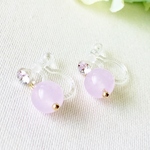 【￥300】春色♡ラベンダーカルセドニー・樹脂ノンホールピアス
