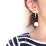 [再販]クリスタル×コットンパール　チェーンピアス　