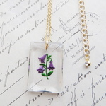 ・:*:・sale・:*:・ヴィンテージ　ガラス　ネックレス　Purple Flower 