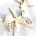 【送料無料】貝殻とパールのピアス(イヤリング)