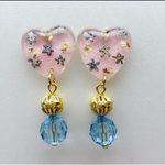 押し花レジンハート イヤリングorピアス
