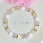 カット水晶とパステル色の天然石ブレスレット