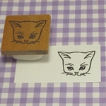 消しゴムはんこ・猫の顔　白