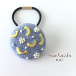 banana刺繍ヘアゴム