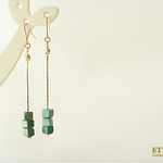 ターコイズキューブのロングチェーンピアス