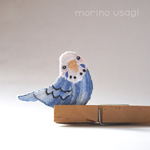 セキセイインコ刺繍ブローチ　オパーリンブルー 
