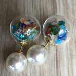 琉球ガラス  パールキャッチ  ピアス
