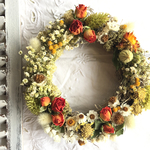 オレンジ薔薇のお花畑リース