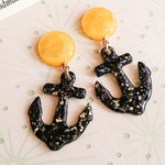 ⚓black anchor circleピアス・イヤリング⚓【ミモザ】
