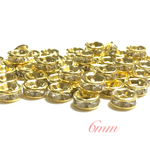 6mm ガラスストーン  ロンデル 50個 クリア