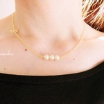 華奢なネックレス pearl & mini ribbon