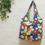 くったりバッグミニ　モダンな椿柄・ツバキ