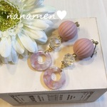 おおぶりレトロ☆ピアス リングライトピンク