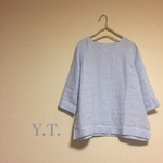 アイスブルー libecoリネン VネックTシャツ