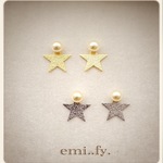 星とパールのシンプルピアス☆イヤリング