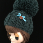 ＊Mitten＊outfit  模様編みニット帽  col.深緑