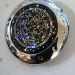 一点のみ。ホログラム星座の拡大鏡付両面ミラー レジンハンドメイド 満月 星空   シルバーコンパクトミラー