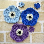 ☆3個セット☆北欧マリメッコ風お花コースター☆アクリルエコたわしNo.6☆