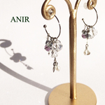 春夏のクリアピアス/透明、パール、紫