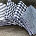 【受注生産】□579 今治タオル&先染ワッシャー ミニハンカチ5P   ネイビー&ブルーグレー