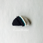 ビーズ刺繍ブローチ　ニブンノイチモノトーン　ブルーライン