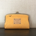 チェーンつきレザー親子がま口 きいろ