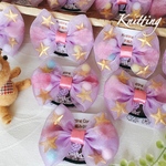 透け感がCUTE！ リボン☆ヘアゴム パープル色 通園♡通学