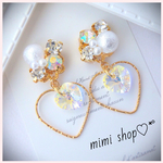 ハートフープビジューピアス/イヤリング