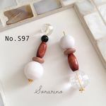 No.S97 アシンメトリー♡ウッド×モノトーン ピアス