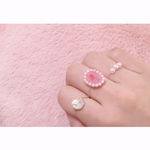 コットンパールとお花のリング