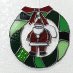 ステンドグラス クリスマスリース＆サンタ