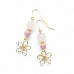 お花のピアス ☆ ローズクォーツ ＆ インカローズ ☆ パワーストーン 天然石