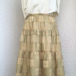 ★macomacopiさま着物 リメイク ティアードスカート ギャザースカート シルク   パッチワーク風