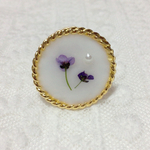 押し花とパールのリング