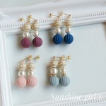 再販❣【春 新作♡】揺れる❅*ヴィンテージ風 春ピアス/イヤリング コットンパール♡Flower タッセル♡天然石 花 桜 紫 春ゴールド春夏 