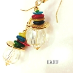 クリスタル×カラフルシェル♥春夏ピアス