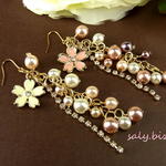 saly☆桜咲くスワロフスキーとパールのピアス