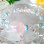 ★マダガスカルローズクォーツ☆大粒タンブル★カリブの宝石☆ラリマー★レインボーオーラ☆ウェーブ♪　☆１６ｃｍ☆