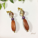 アンティーク風 チェコビーズ×ウッド ピアス/イヤリング