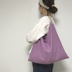 リネンと革のバッグ（ピンク）