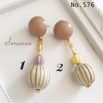 No.S76 アンティーク×パステルカラー×カボションピアス