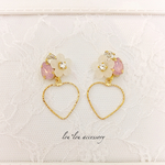 新作♡すりガラス フラワー×ハート ピアス