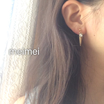 クリスタルストーン付きコーンピアス*イヤリング*ノンホールピアス*