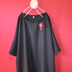 ハーフリネン　ゆったりワンピース　黒