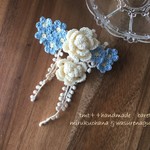 ★4/4販売★ミルクお花とわすれな草　バレッタ(中) レース