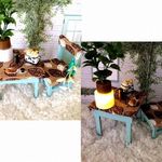 ハワイアンテイストのミニチュア ドールハウス♪LEDキャンドルライト テーブル チェア コーヒー パン カフェ ★一点物