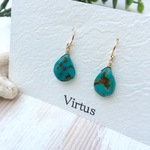 ターコイズ ピアス（turquoise  pierce ）一粒、ネイティブ、14kgf
