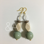 ビンテージビーズ×ウッドビーズピアス