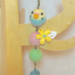 インコお花ストラップ（中）