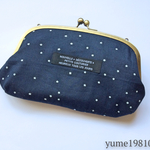 期間限定 送料無料【再販】お財布バッグにも♪星柄♪親子がま口長財布(ネイビー)